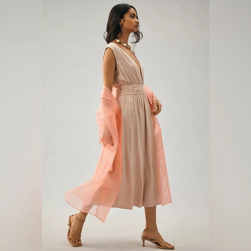 Anthropologie Cloth & Stone Sleeveless Deep-V Dress size small